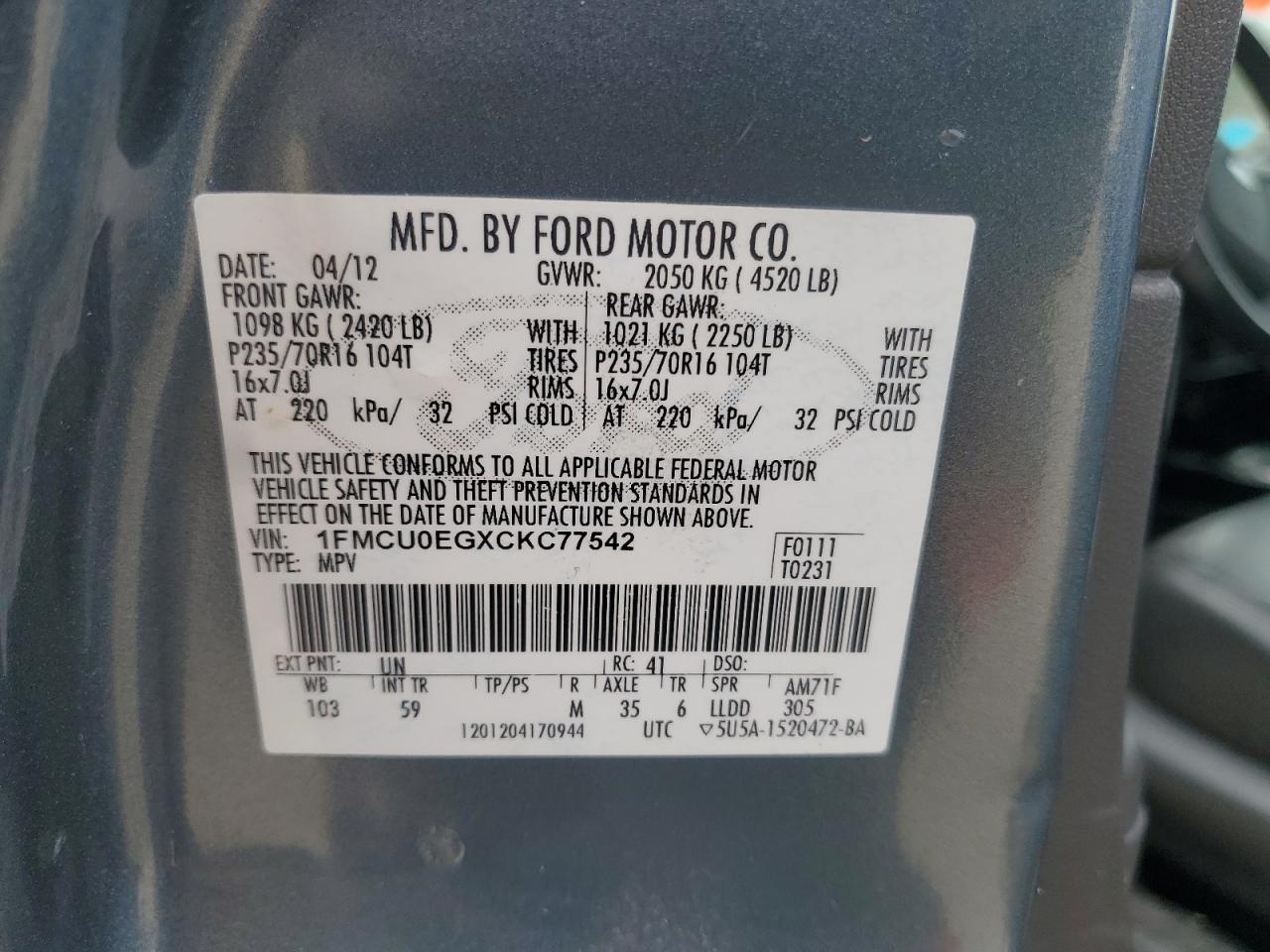 1fmcu0egxckc77542 1FMCU0EGXCKC77542 2012 Ford Escape Limited