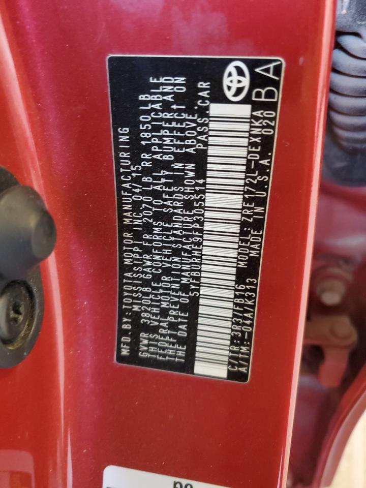 2015 Toyota Corolla L VIN: 5YFBURHE9FP305514 Lot: 48588265