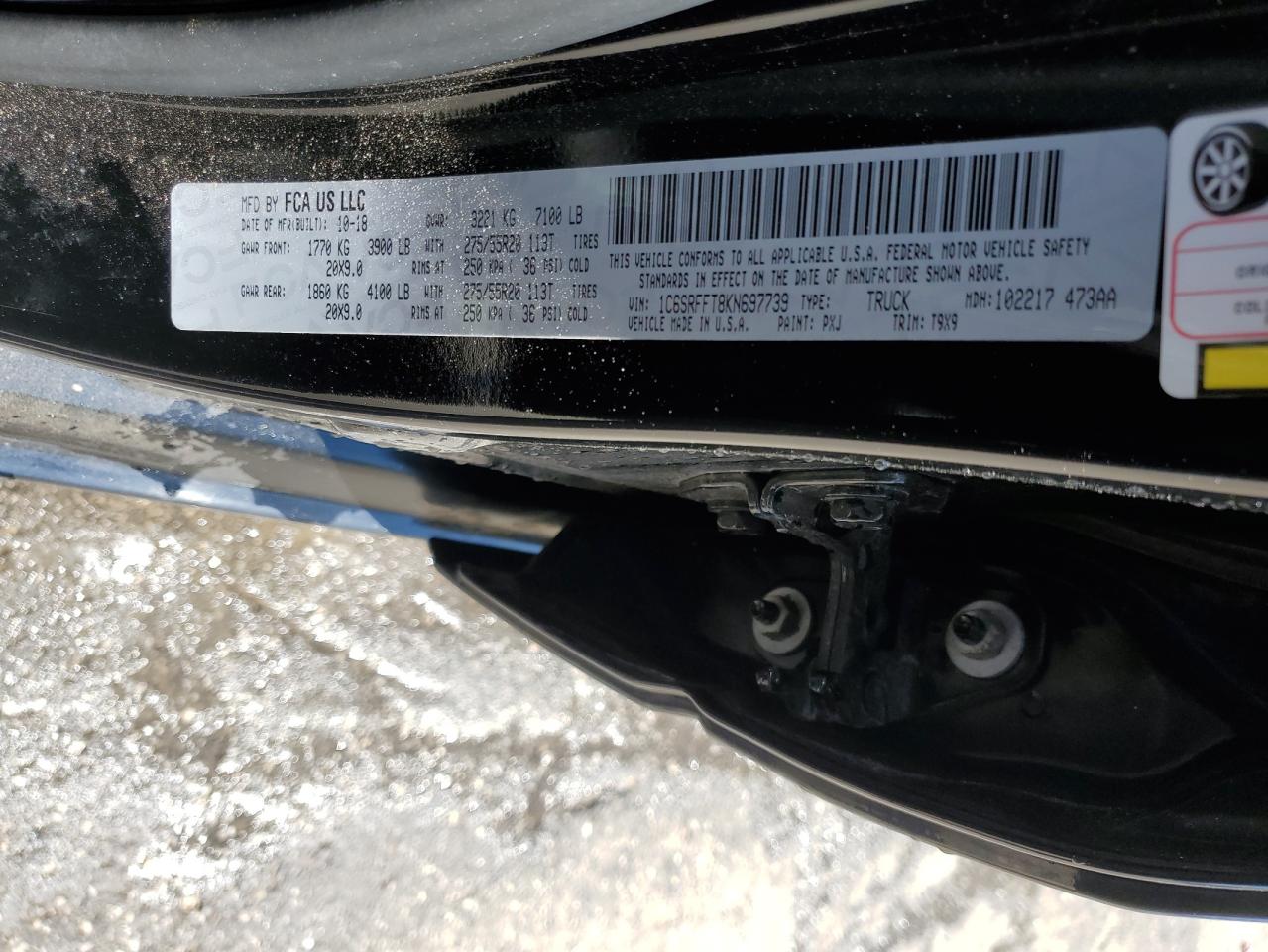 2019 Ram 1500 Big Horn/Lone Star VIN: 1C6SRFFT8KN697739 Lot: 50511585