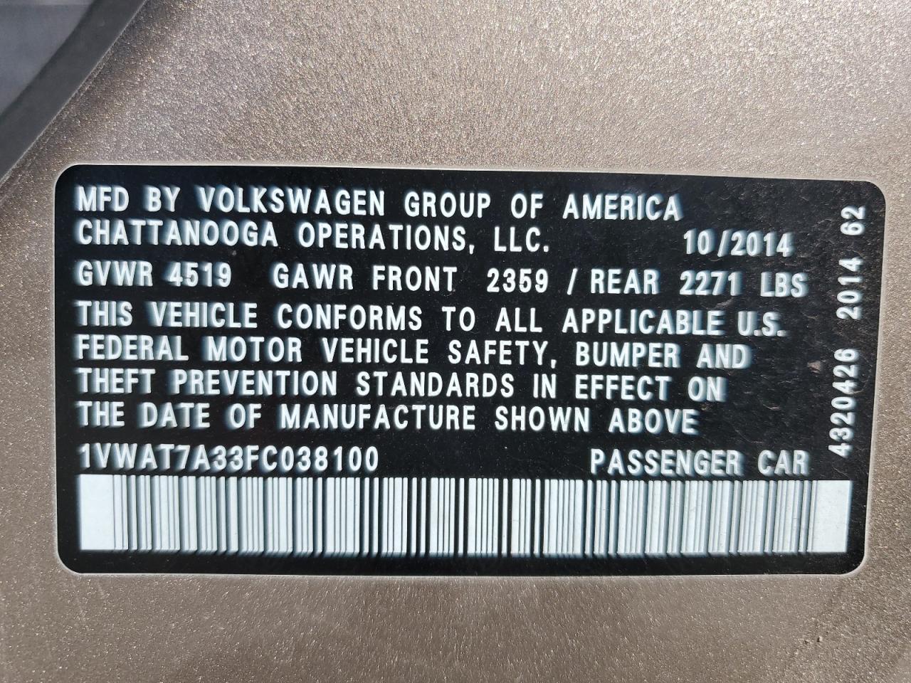 2015 Volkswagen Passat - Image 14