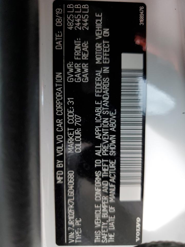 2020 Volvo S60 T5 Momentum VIN: 7JR102FK7LG040680 Lot: 49135605