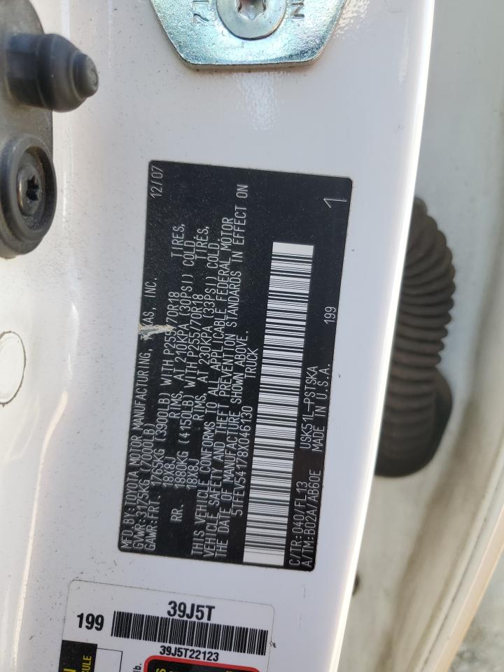 2008 Toyota Tundra Crewmax VIN: 5TFEV54178X046130 Lot: 50580105