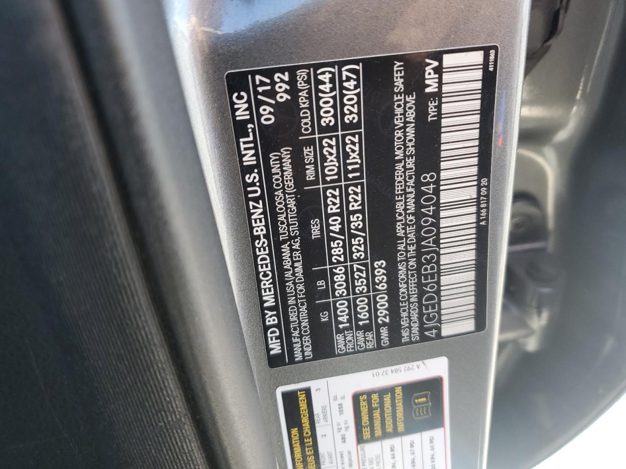 2018 Mercedes-Benz Gle Coupe 43 Amg VIN: 4JGED6EB3JA094048 Lot: 49584845