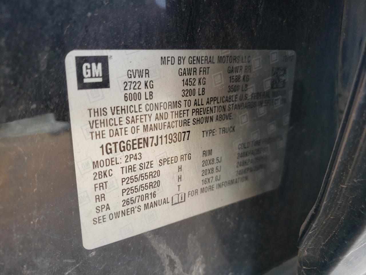 2018 GMC Canyon Denali VIN: 1GTG6EEN7J1193077 Lot: 49669885