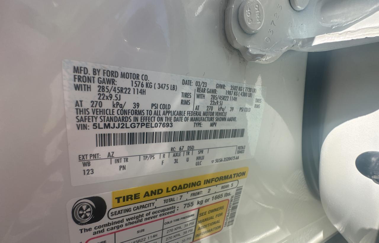 2023 Lincoln Navigator Reserve VIN: 5LMJJ2LG7PEL07693 Lot: 47838065