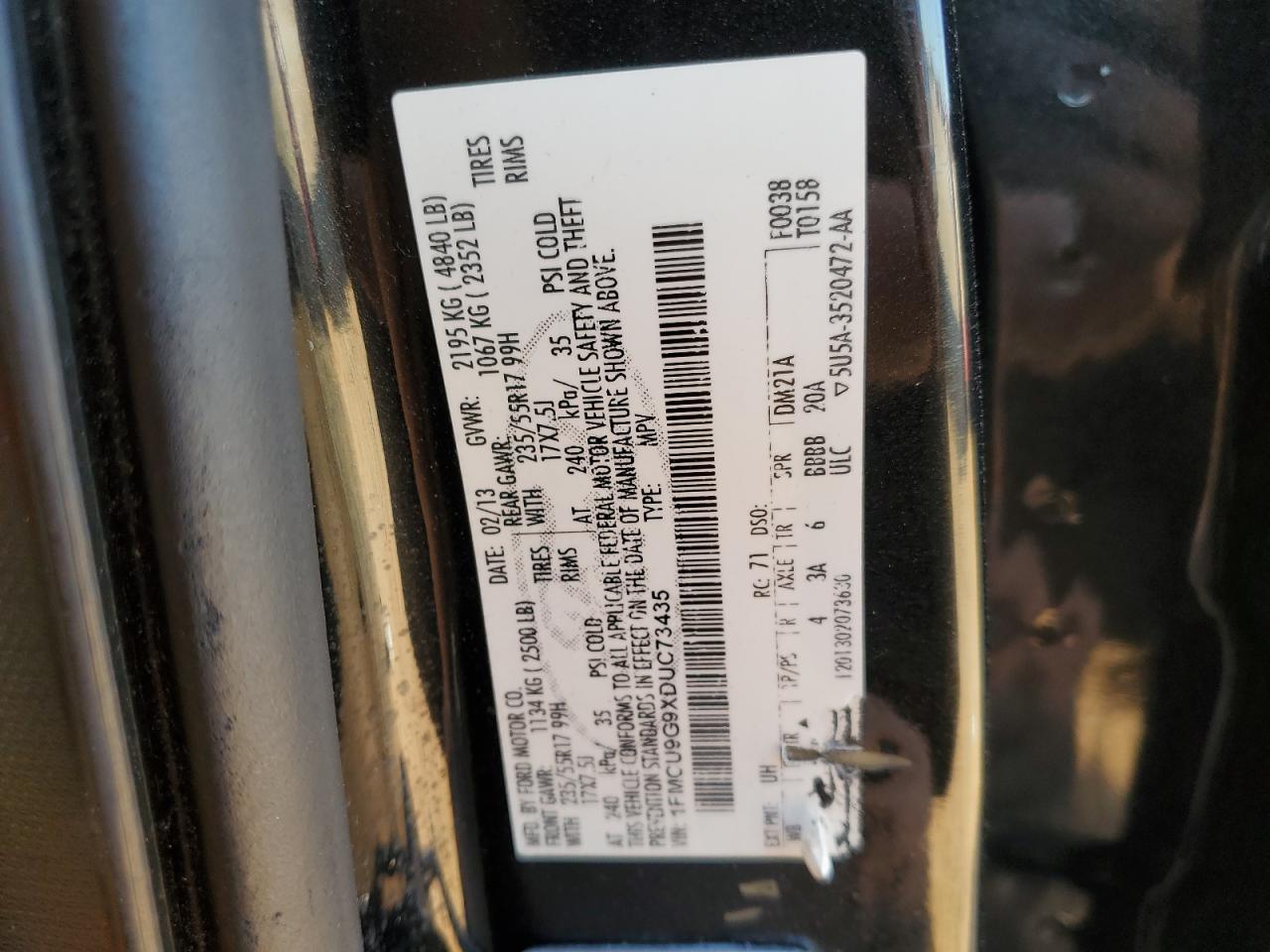 1fmcu9g9xduc73435 1FMCU9G9XDUC73435 2013 Ford Escape Se
