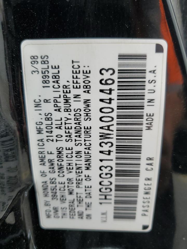 1998 Honda Accord Lx VIN: 1HGCG3143WA004463 Lot: 48935245