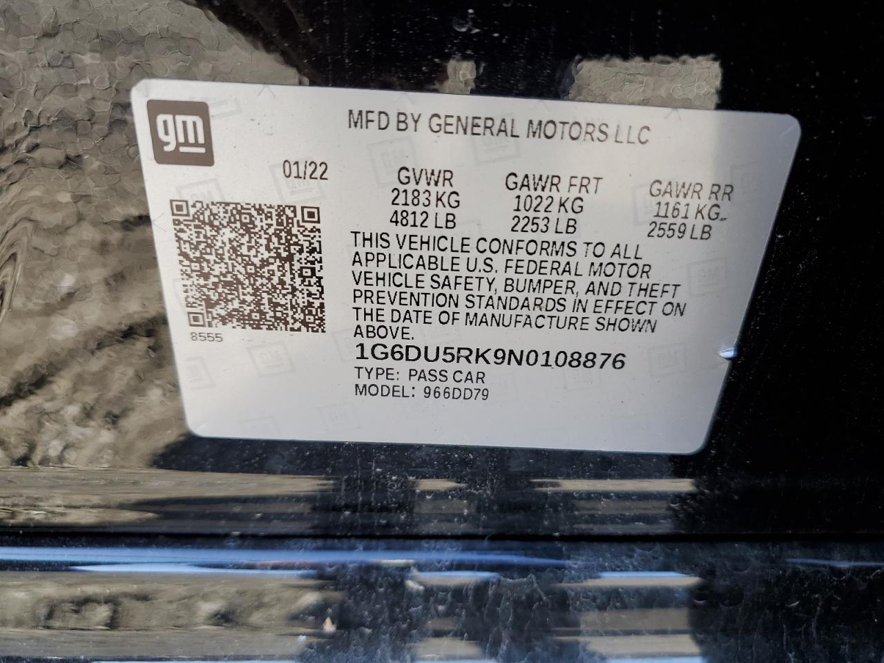 2022 Cadillac Ct5 Sport VIN: 1G6DU5RK9N0108876 Lot: 49467845
