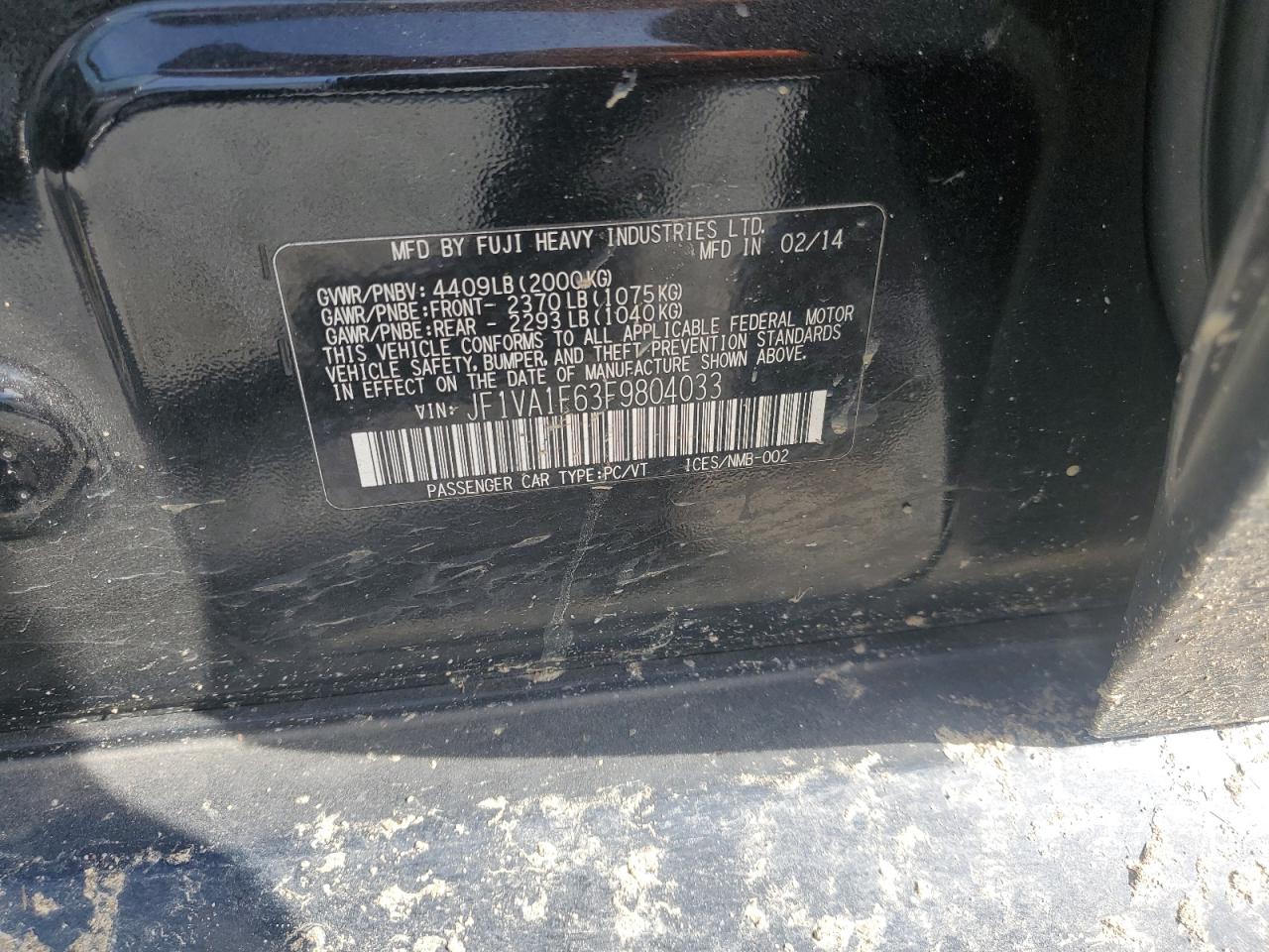 2015 Subaru Wrx Premium VIN: JF1VA1F63F9804033 Lot: 47517675