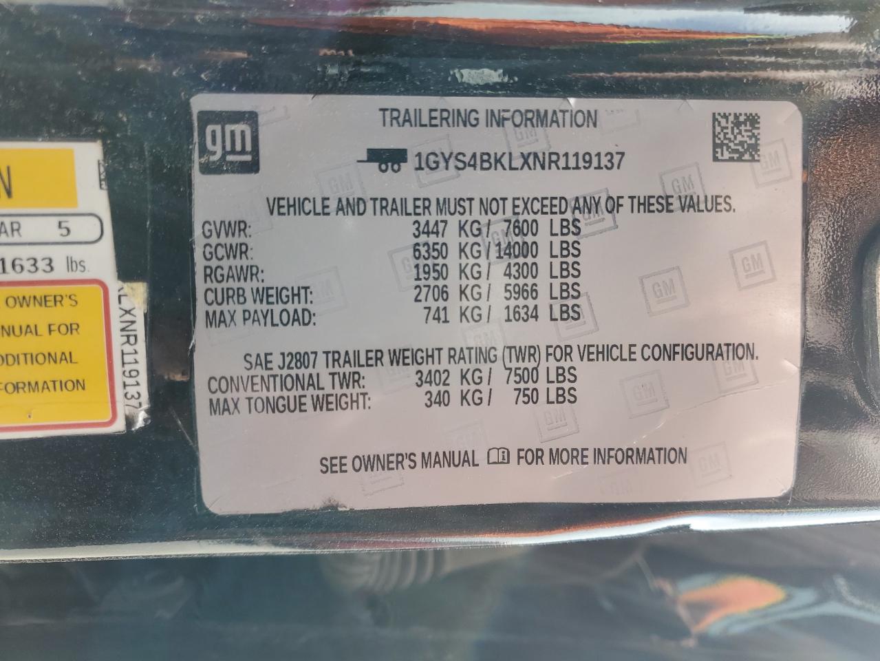 2022 Cadillac Escalade Premium Luxury VIN: 1GYS4BKLXNR119137 Lot: 51132185