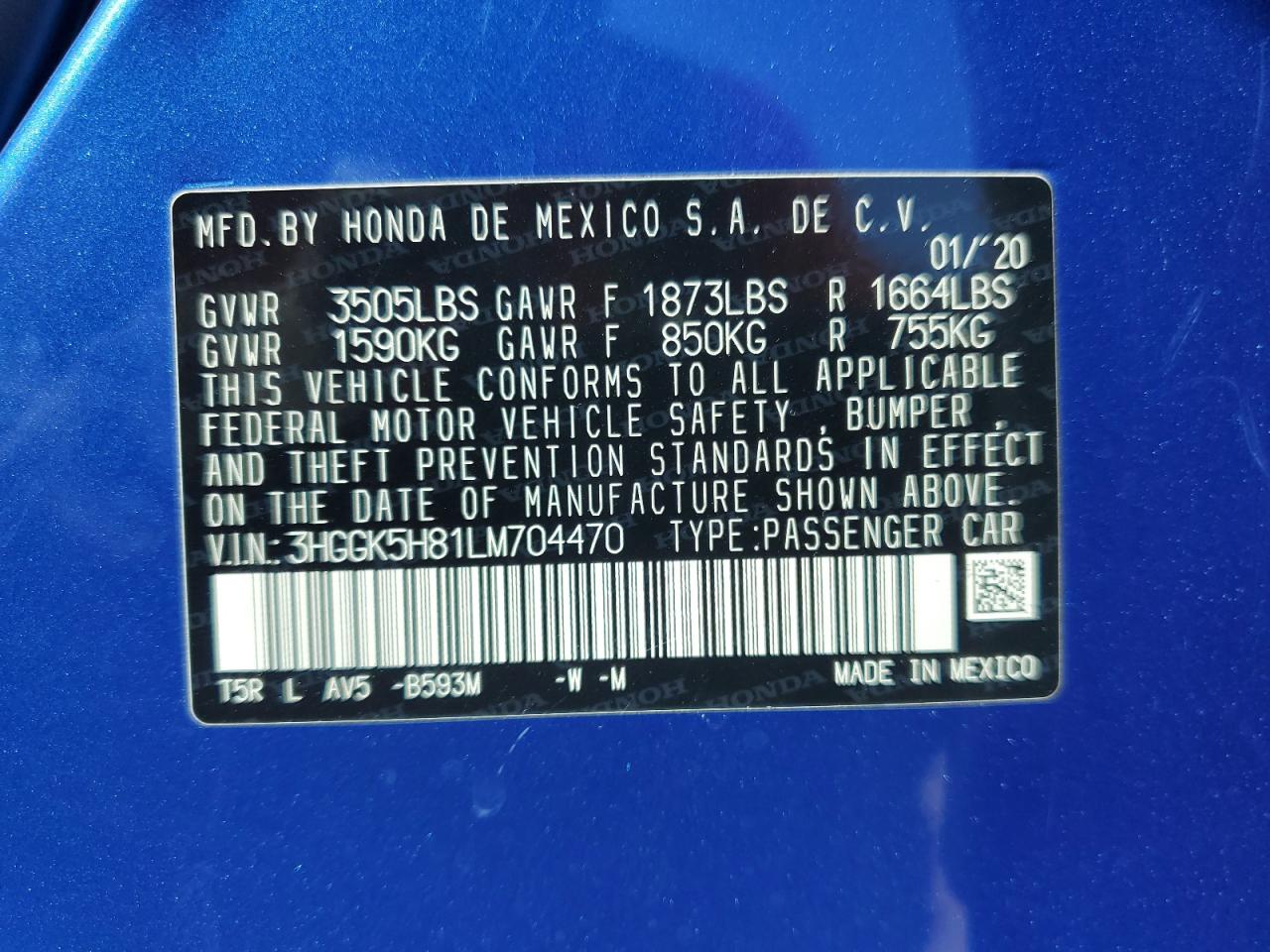 2020 Honda Fit Ex VIN: 3HGGK5H81LM704470 Lot: 51090115