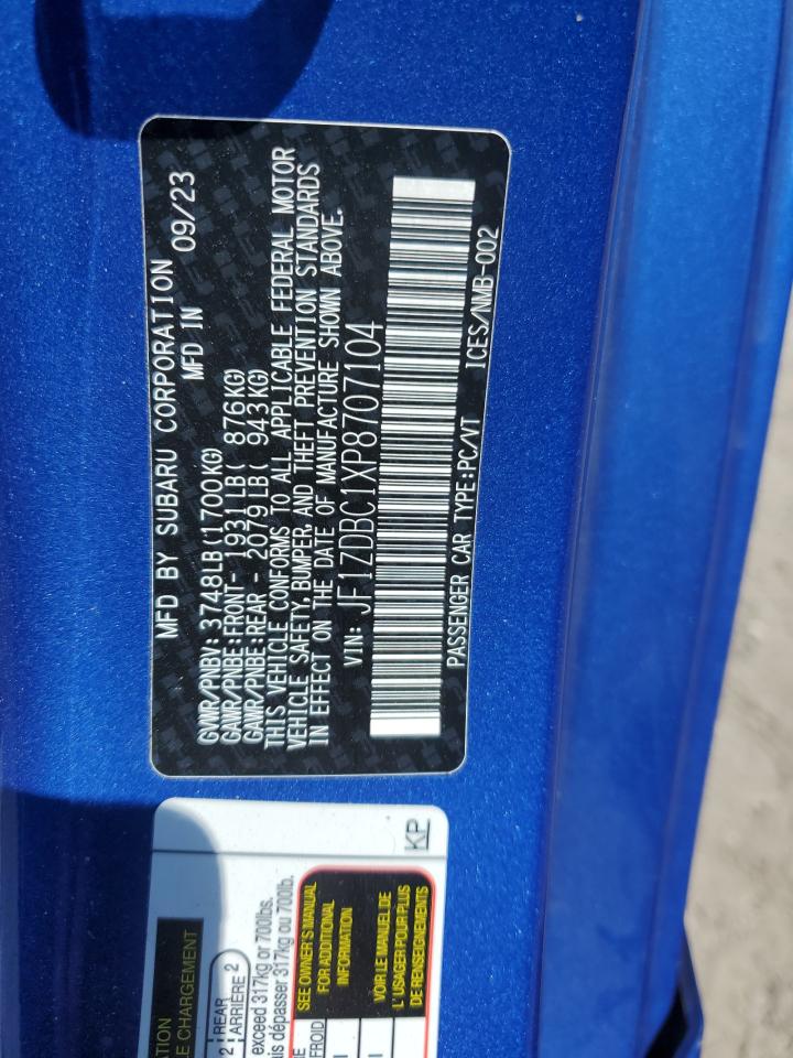 2023 Subaru Brz Premium VIN: JF1ZDBC1XP8707104 Lot: 50397685