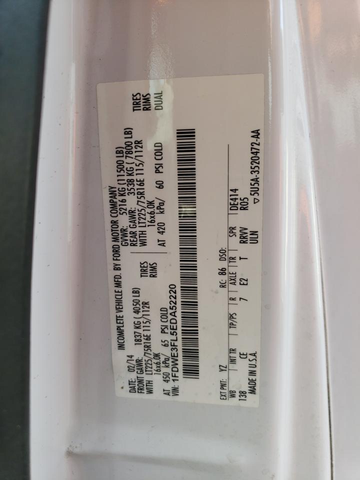 2014 Ford Econoline E350 Super Duty Cutaway Van VIN: 1FDWE3FL5EDA52220 Lot: 85203255