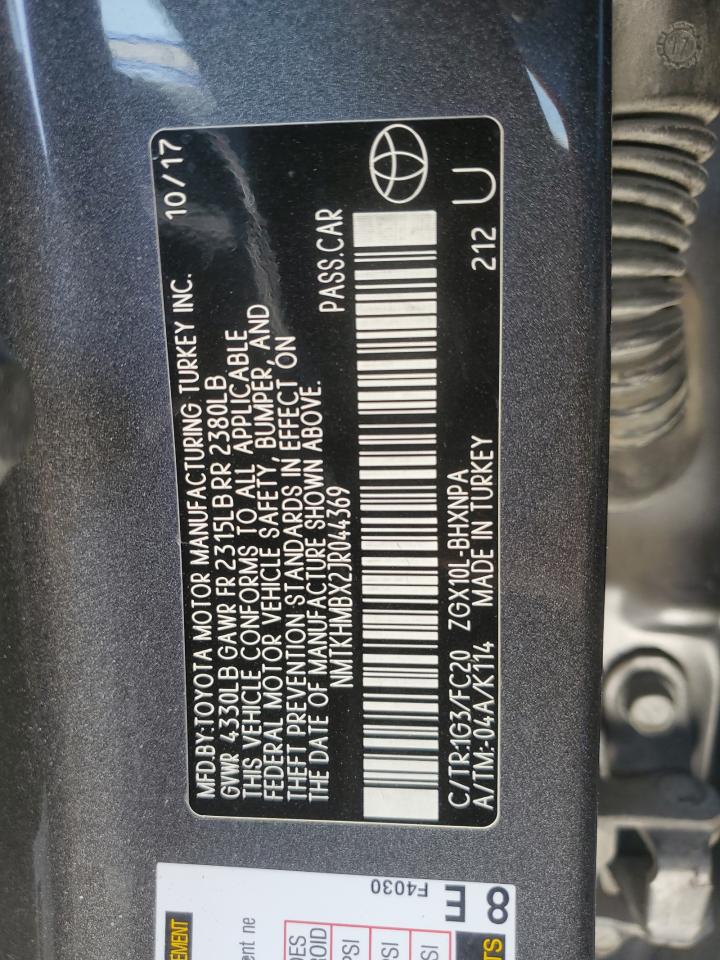 2018 Toyota C-Hr Xle VIN: NMTKHMBX2JR044369 Lot: 50095885