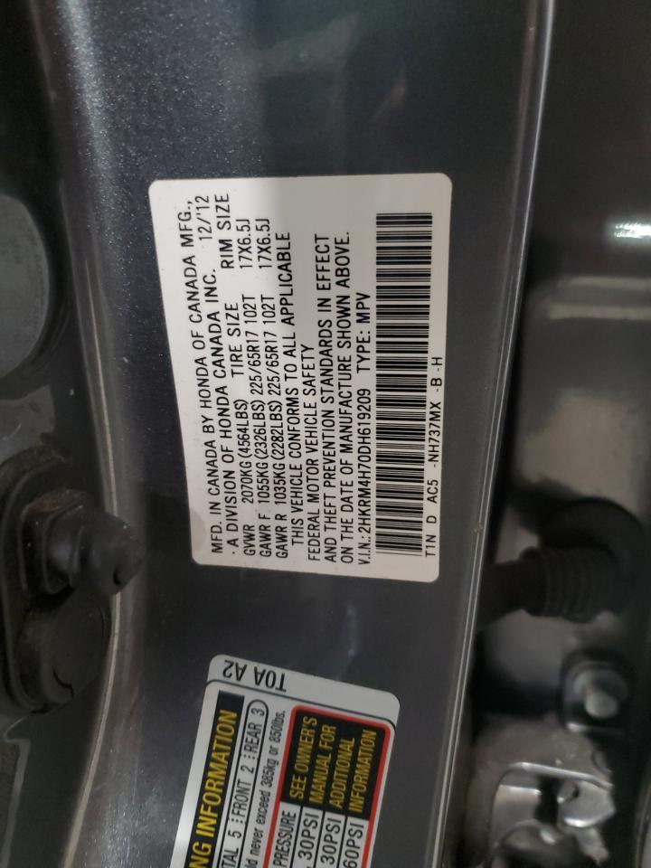 2013 Honda Cr-V Exl VIN: 2HKRM4H70DH619209 Lot: 51052855