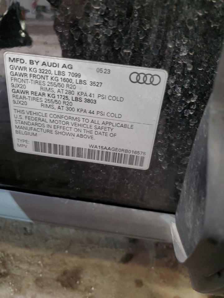 2024 Audi Q8 E-Tron Premium Plus VIN: WA15AAGE0RB016575 Lot: 47861205