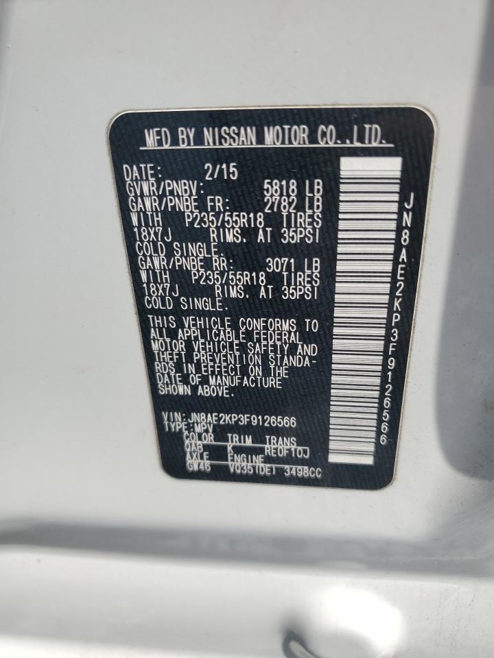 2015 Nissan Quest S VIN: JN8AE2KP3F9126566 Lot: 51051345