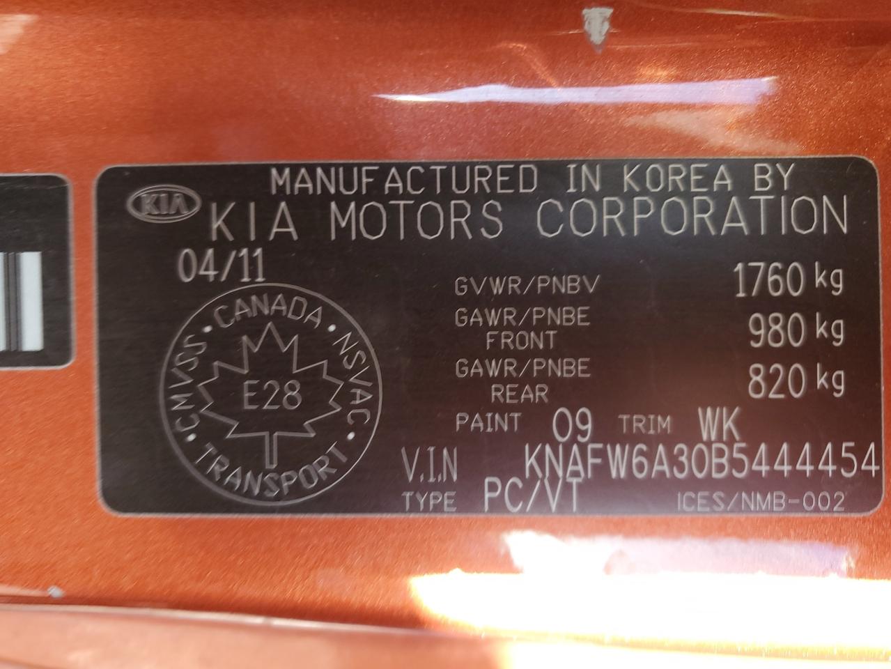 2011 Kia Forte Sx VIN: KNAFW6A30B5444454 Lot: 47981315