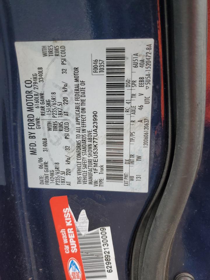 2007 Ford Explorer Sport Trac Limited VIN: 1FMEU53K77UA23990 Lot: 50458185