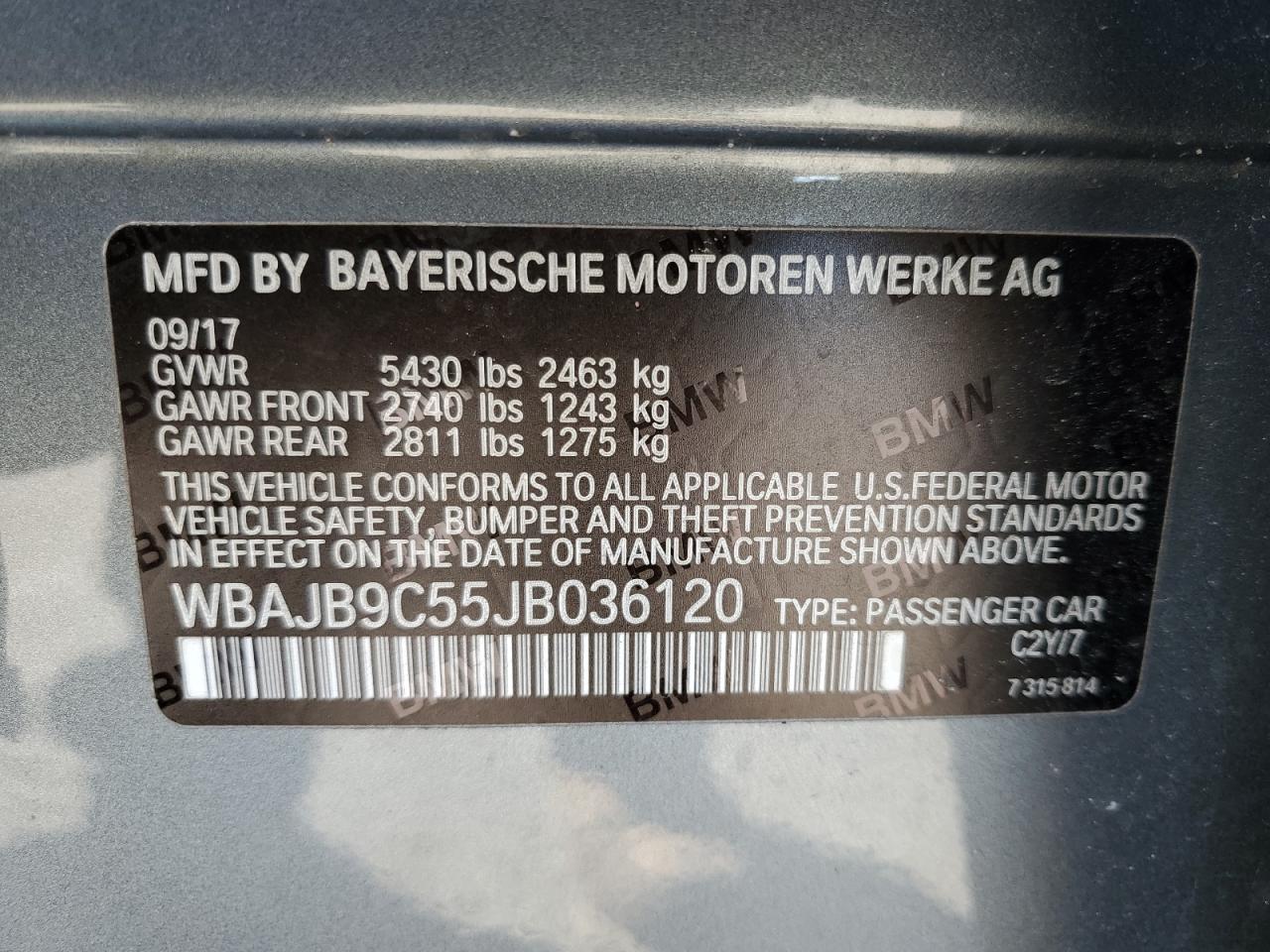 2018 BMW M550Xi VIN: WBAJB9C55JB036120 Lot: 49134865