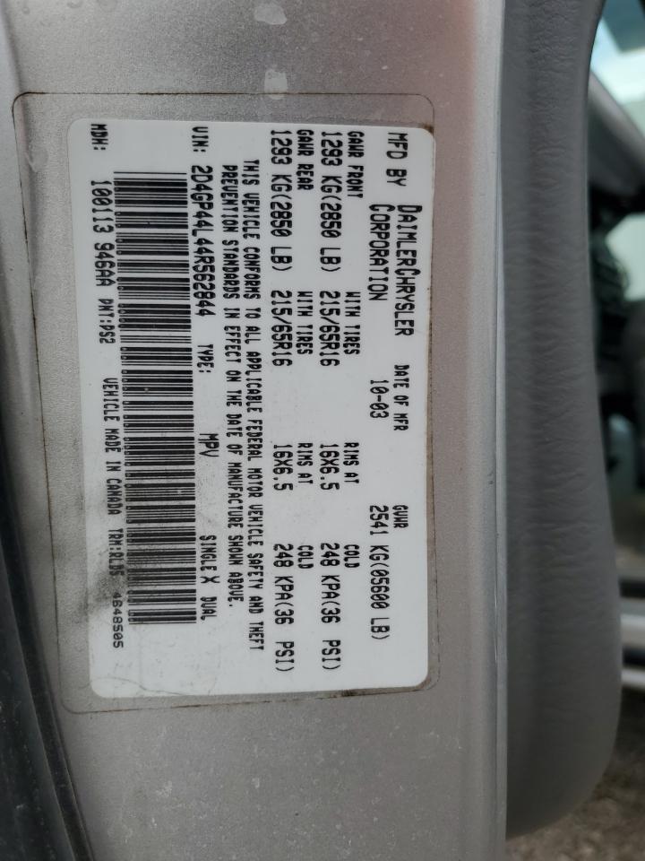 2004 Dodge Grand Caravan Sxt VIN: 2D4GP44L44R562844 Lot: 47646035