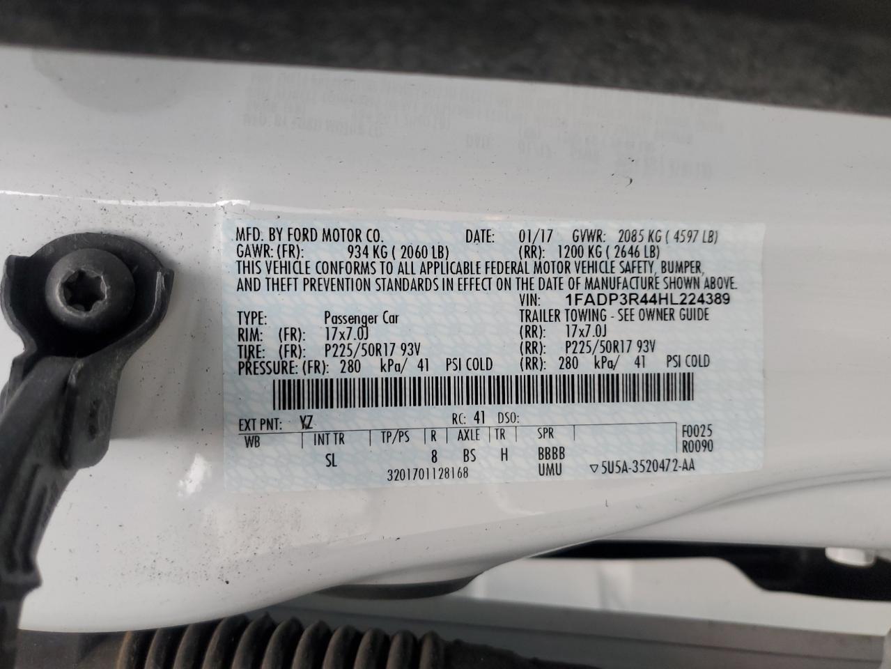 1FADP3R44HL224389 FORD FOCUS 2017
