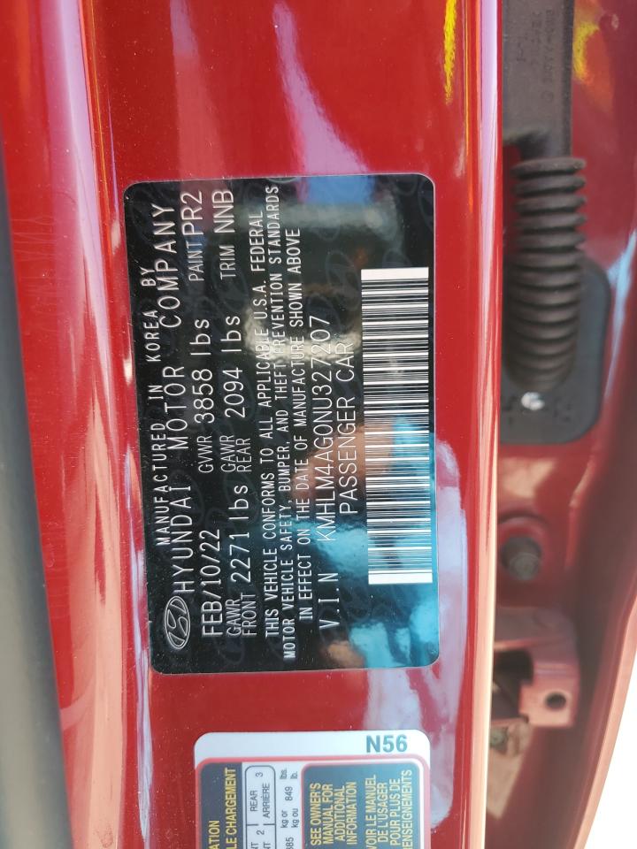 2022 Hyundai Elantra Sel VIN: KMHLM4AG0NU327207 Lot: 50611625