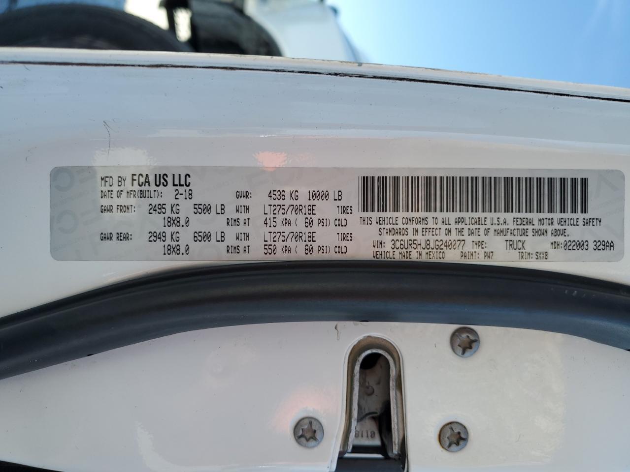 2018 Ram 2500 St VIN: 3C6UR5HJ8JG240077 Lot: 47812605