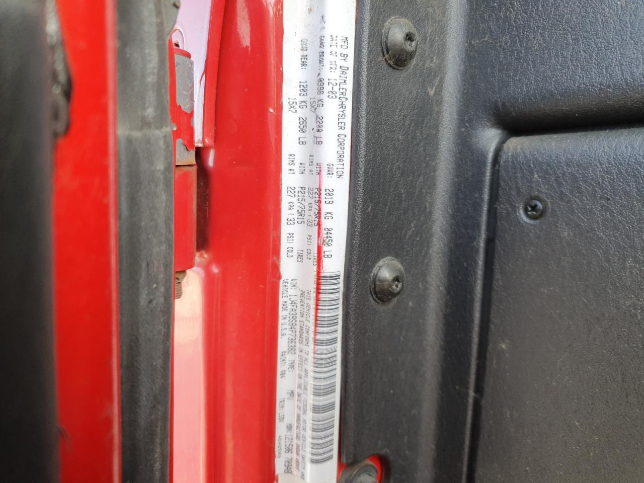 2004 Jeep Wrangler X VIN: 1J4FA39S84P736382 Lot: 49553815