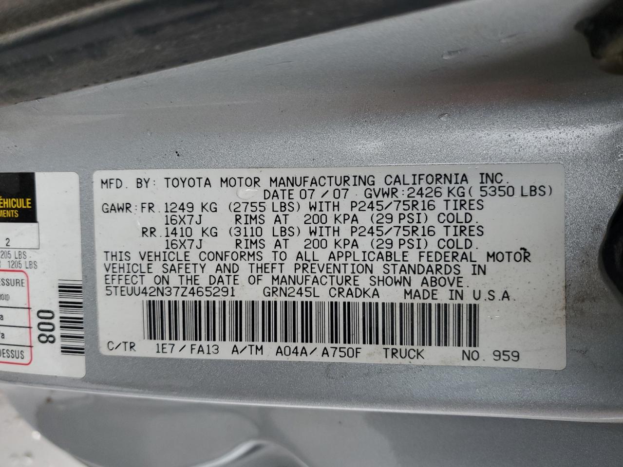 2007 Toyota Tacoma - Image 12