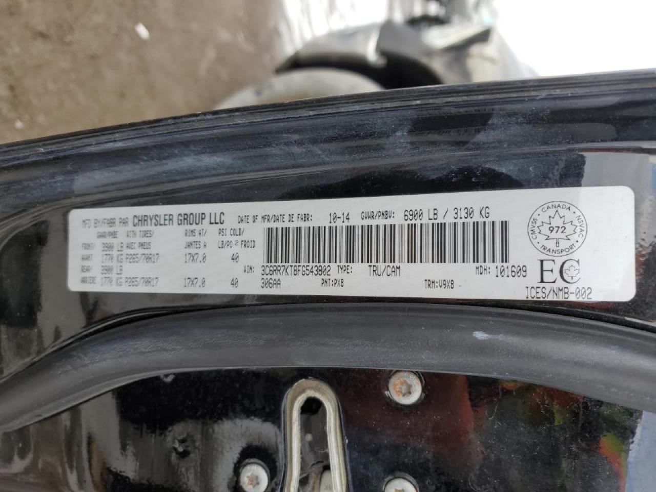 2015 Ram 1500 St VIN: 3C6RR7KT8FG543802 Lot: 85166275