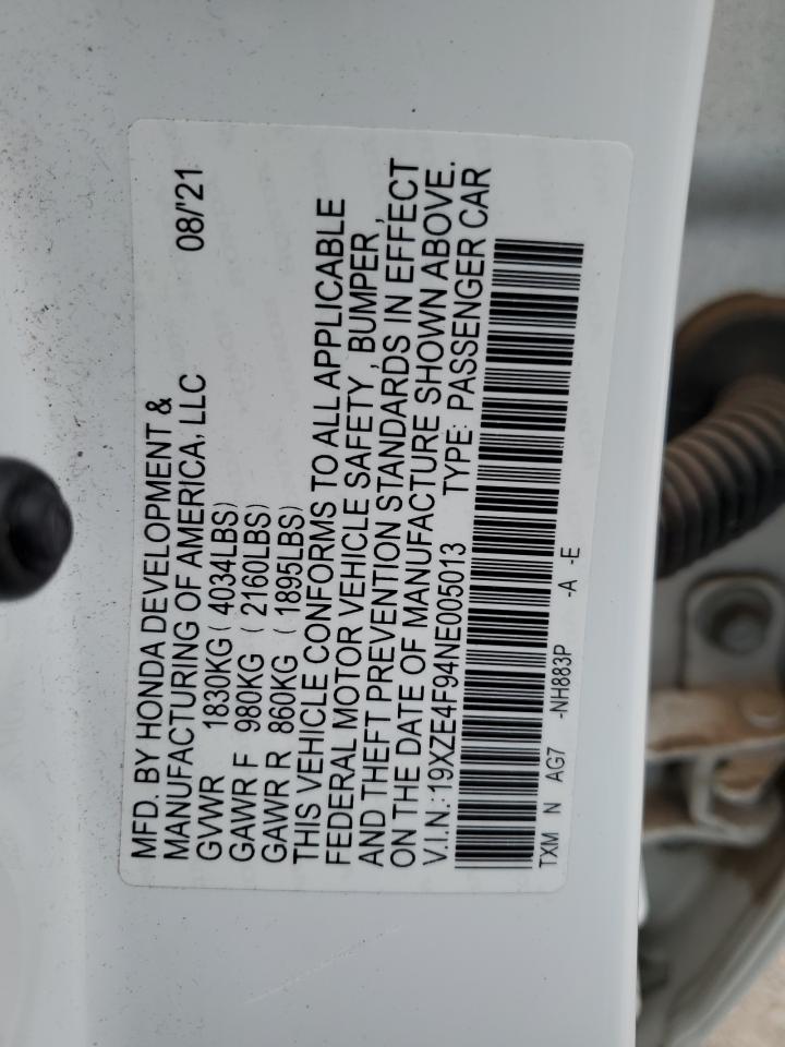 2022 Honda Insight Touring VIN: 19XZE4F94NE005013 Lot: 48785605