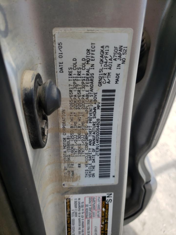 2005 Toyota 4Runner Sr5 VIN: JTEBU14R050064828 Lot: 51085955