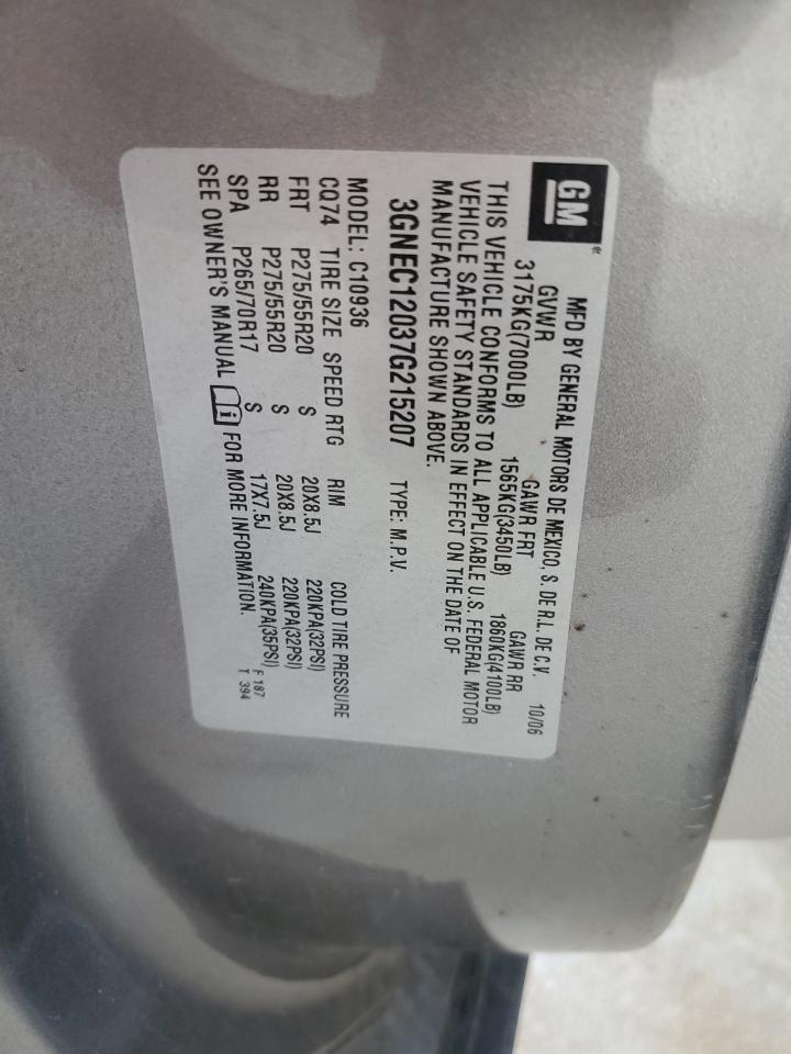 2007 Chevrolet Avalanche C1500 VIN: 3GNEC12037G215207 Lot: 47655965