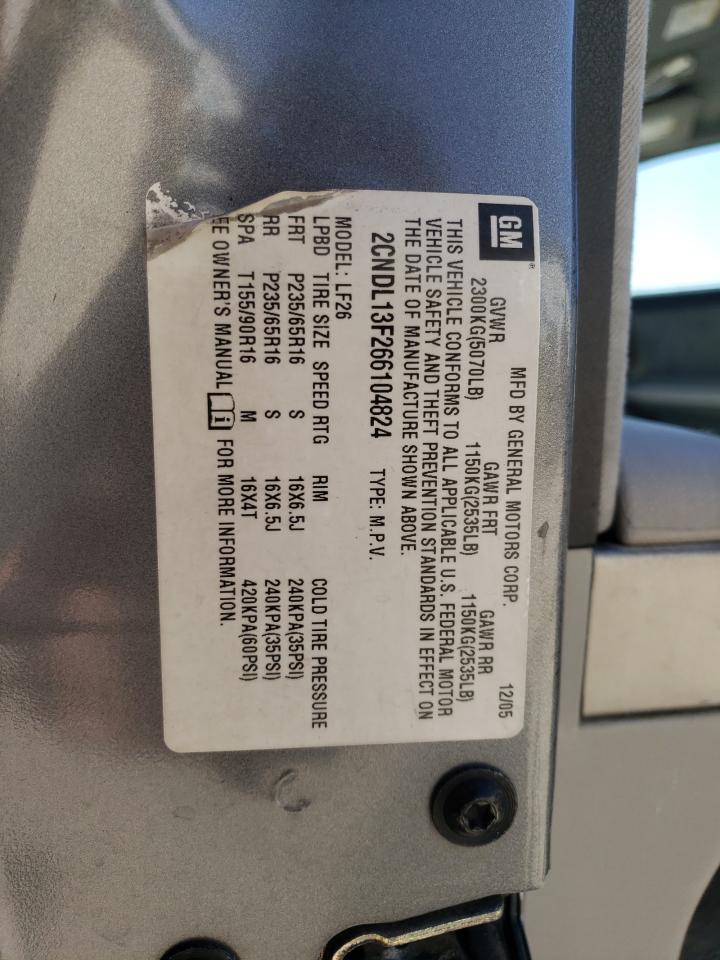2006 Chevrolet Equinox Ls VIN: 2CNDL13F266104824 Lot: 49478095