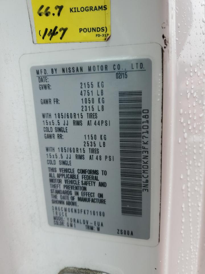 2015 Nissan Nv200 2.5S VIN: 3N6CM0KN3FK710180 Lot: 46567175