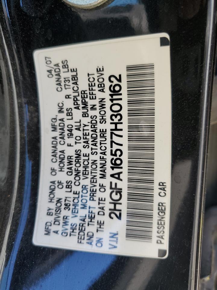 2007 Honda Civic Lx VIN: 2HGFA16577H301162 Lot: 50552565