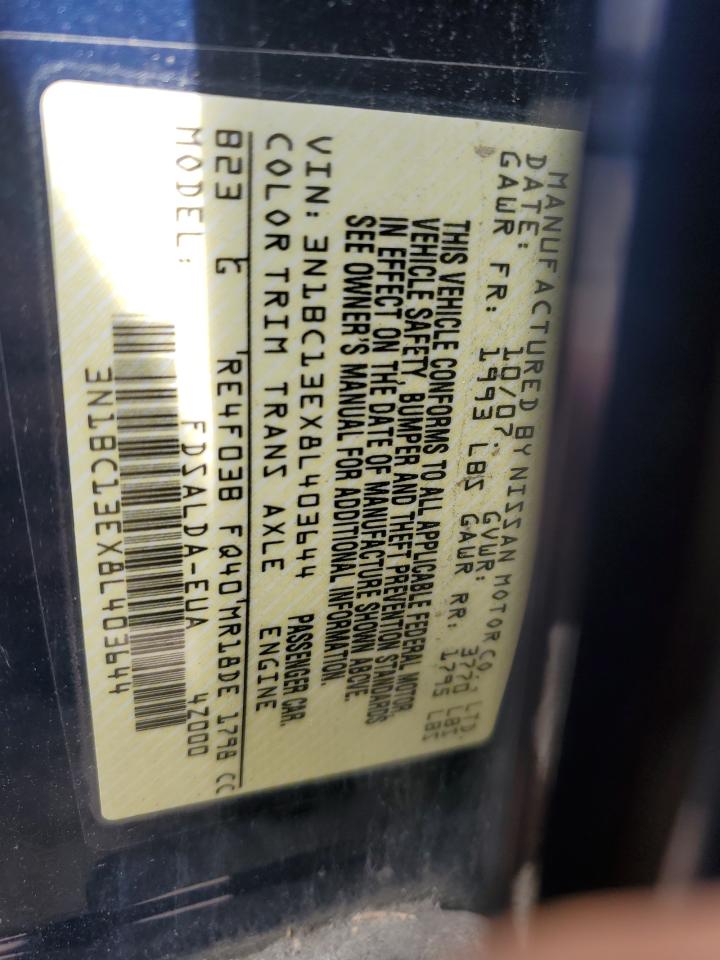 2008 Nissan Versa S VIN: 3N1BC13EX8L43644 Lot: 50703695