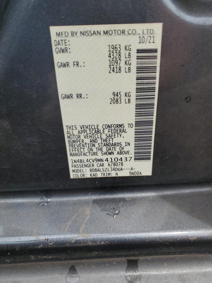 2021 Nissan Altima Sr VIN: 1N4BL4CV9MN410437 Lot: 49747015