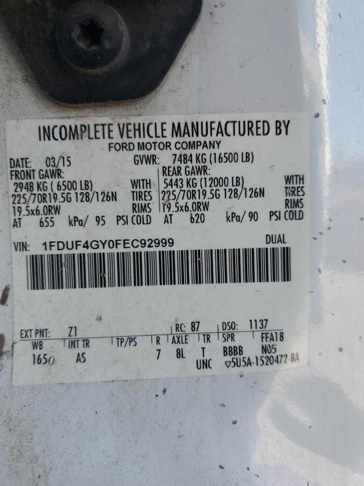 2015 Ford F450 Super Duty Bucket Truck VIN: 1FDUF4GY0FEC92999 Lot: 49860485