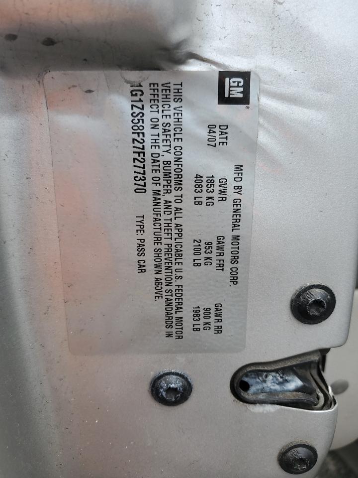 2007 Chevrolet Malibu Ls VIN: 1G1ZS58F27F277370 Lot: 51002025
