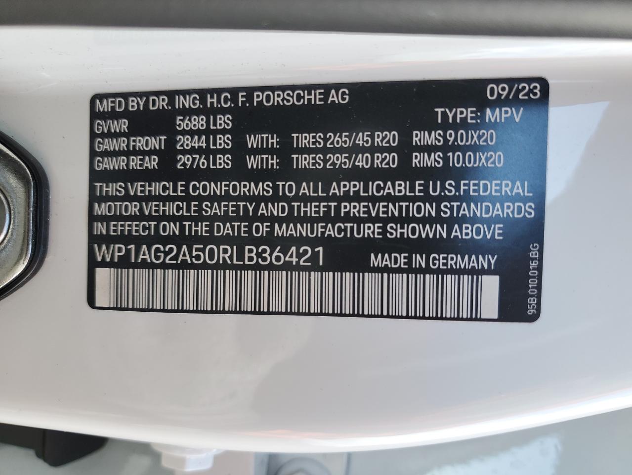 2024 Porsche Macan S VIN: WP1AG2A50RLB36421 Lot: 49879565