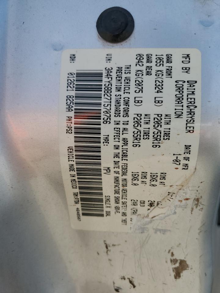 2007 Chrysler Pt Cruiser Touring VIN: 3A4FY58B27T570756 Lot: 52860365