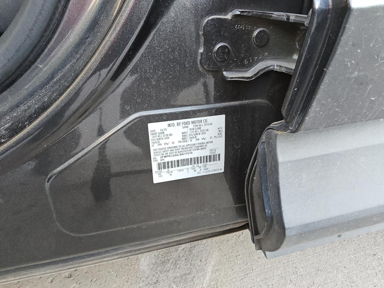 2FMPK3J92LBA17016 FORD EDGE 2020