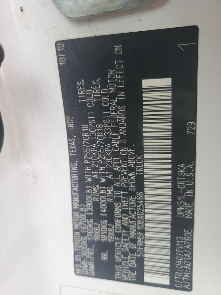 2011 Toyota Tundra Double Cab Sr5 VIN: 5TFRM5F10BX025466 Lot: 50687455