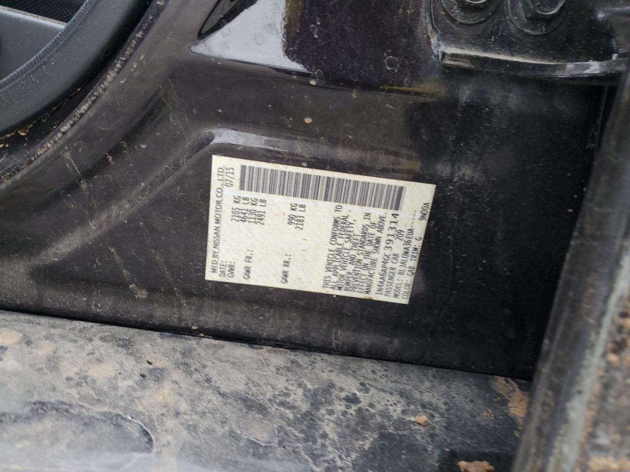 2016 Nissan Maxima 3.5S VIN: 1N4AA6AP4GC391314 Lot: 49905515