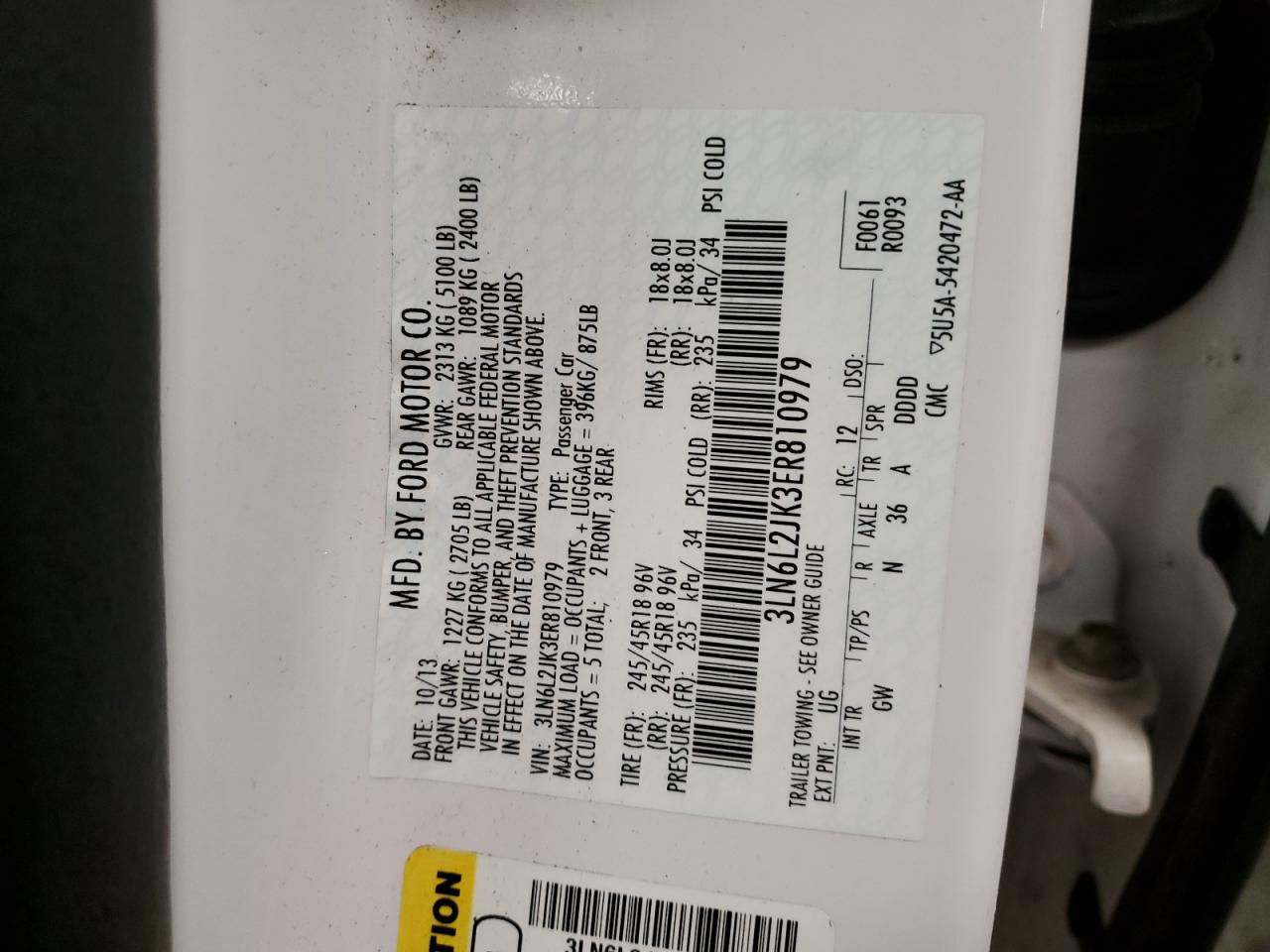 2014 Lincoln Mkz VIN: 3LN6L2JK3ER810979 Lot: 50785605