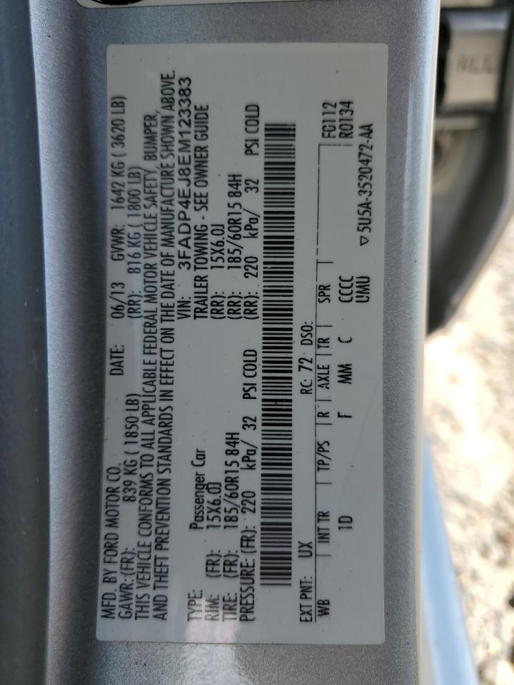 2014 Ford Fiesta Se VIN: 3FADP4EJ8EM123383 Lot: 50801145