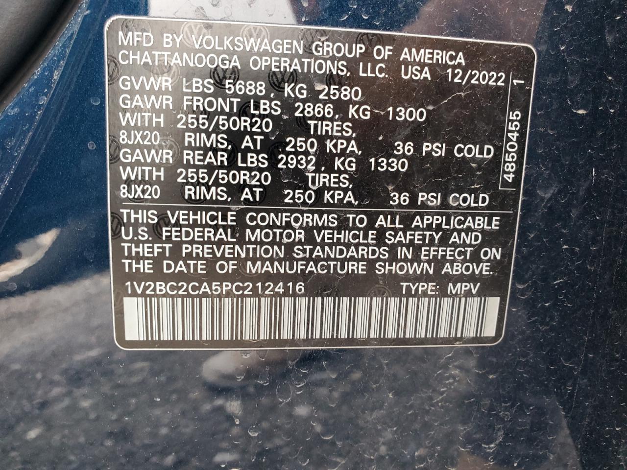 2023 Volkswagen Atlas Cross Sport Sel VIN: 1V2BC2CA5PC212416 Lot: 49900345