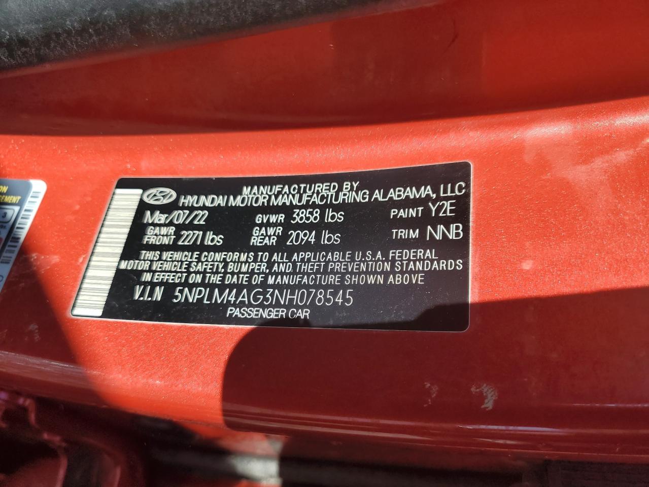2022 Hyundai Elantra Sel VIN: 5NPLM4AG3NH078545 Lot: 46280805